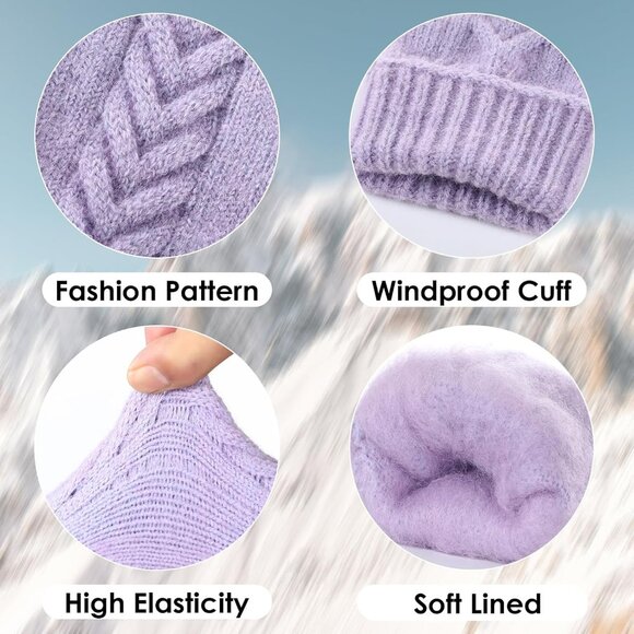 Women Winter Gloves, Touch Screen Texting Gloves, Elastic Soft Warm Knit Lined, - Picture 3 of 6